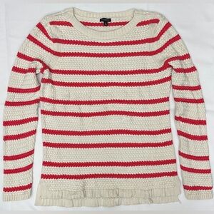Talbots Crochet Cable Knit Sweater in Red and Cream